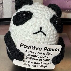 Crocheted Panda Plush with Positive Message